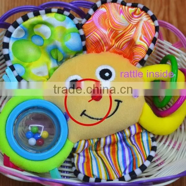 Lovely Squeaky sunflower Plush toy with colorful beads ball educational stuffed toys