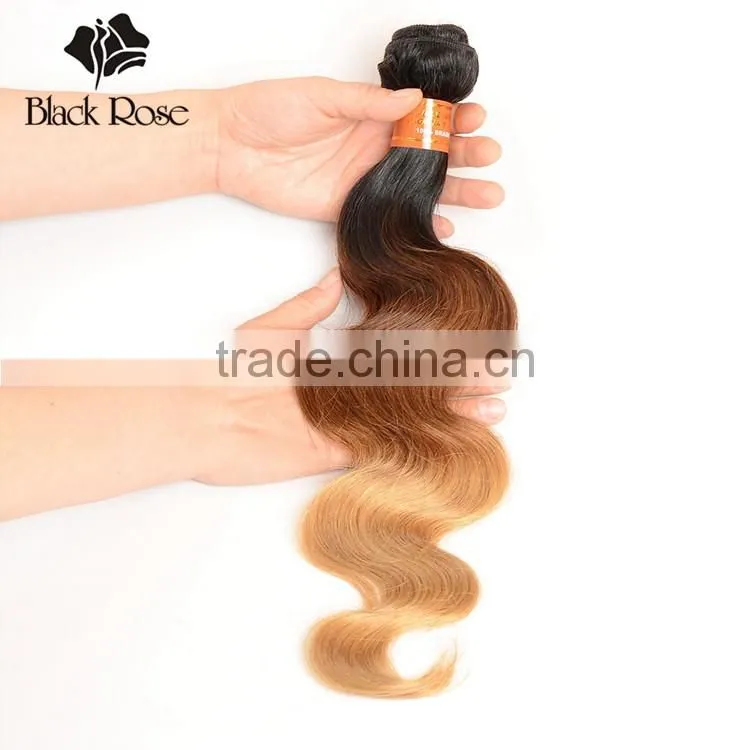 1b/4/27# Body Wave Virgin Brazilian Brown Hair with Blonde Highlights