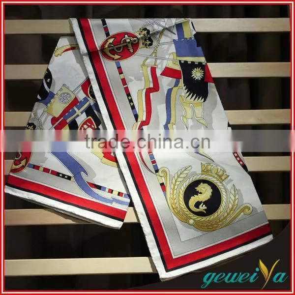 New Square Style Twill Printed Silk Scarf