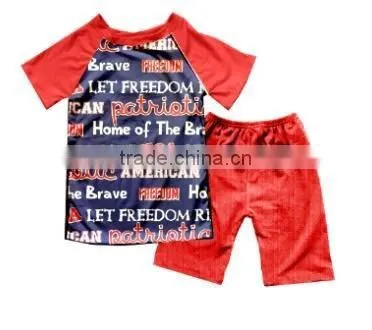 Unique fashional boys'T-shirt printed tractors tops with shorts children kids clothing sets