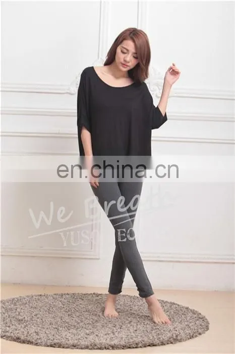 Black Bamboo Summer Breathable T-shirt Blouse Home Wear Girls