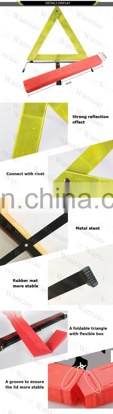 CE E-mark Emergency kit yellow safety reflector Reflective warning triangle
