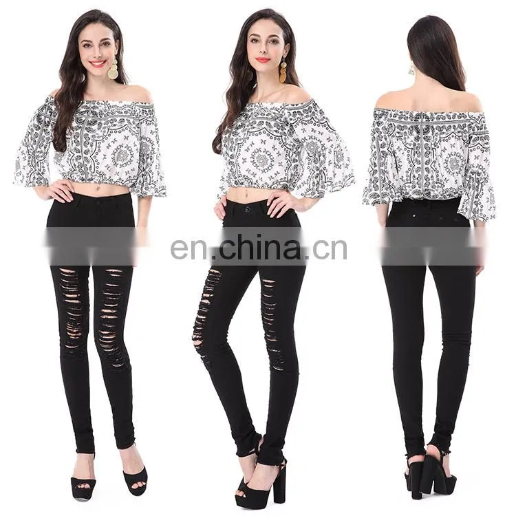 2018 Printing flower light weight wholesale ladies tops