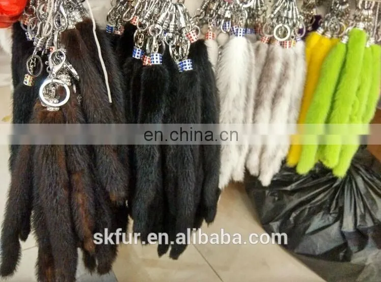 Multicolor and smooth real mink fur fairy tail keychain
