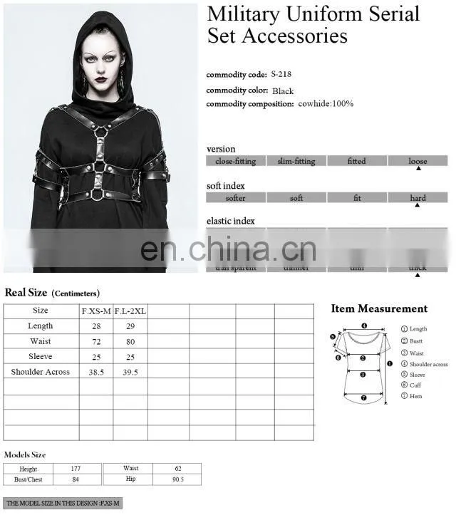 Punk Rave gothic black top costume harness S-218