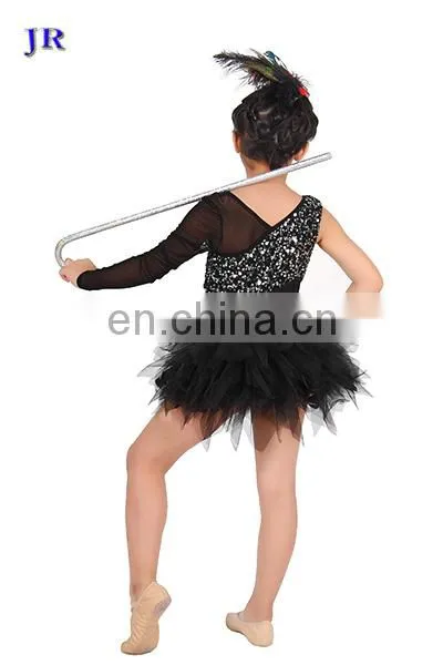 Party chic one single long sleeve shiny sequins mesh children ballet tutu dance costume dress ET-025