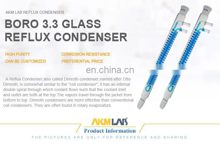 AKMLAB Borosilicate Glass Dimroth Condenser Reflux Condenser