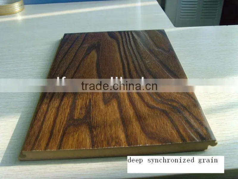 Deep synchronized grain surface laminate floor