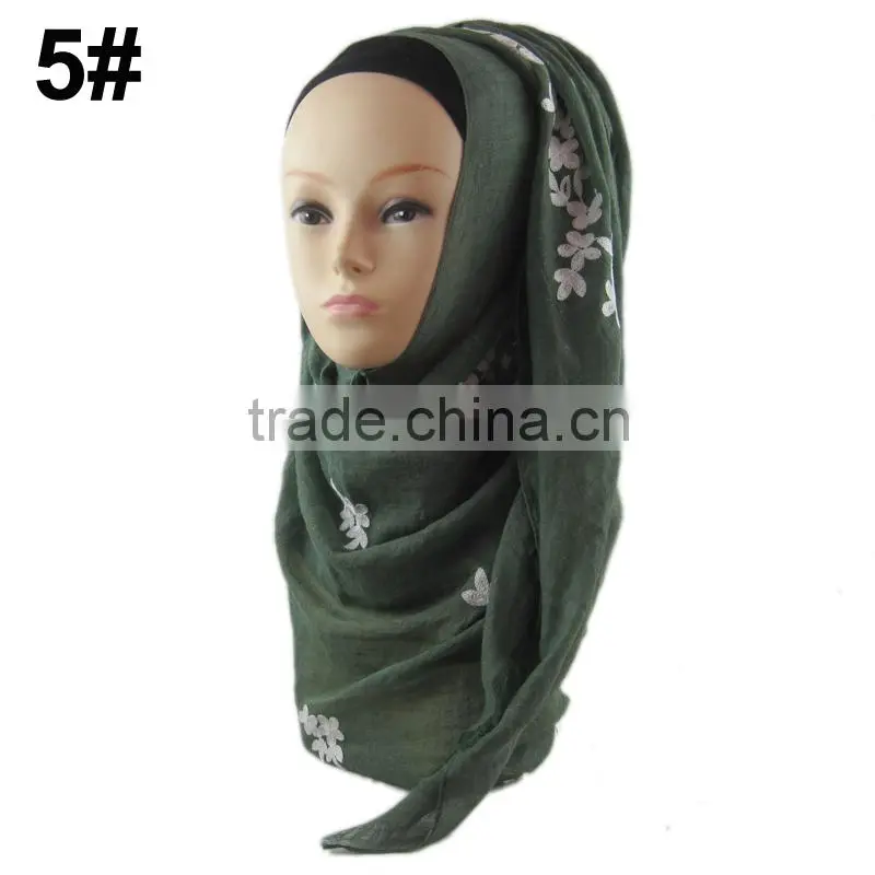 Fashion viscose 180*70cm embroid muslim LONG scarf islamic HEADSCARF