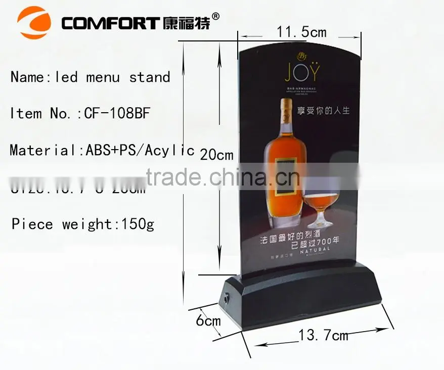 OEM ODM custom made led lighted acrylic price list holder