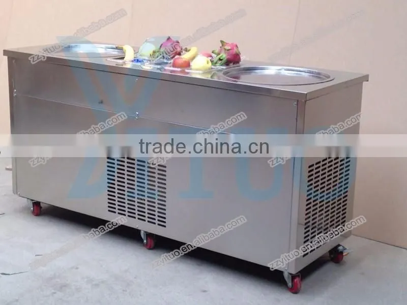 Double Pans Rolled Fry Ice Cream Machine
