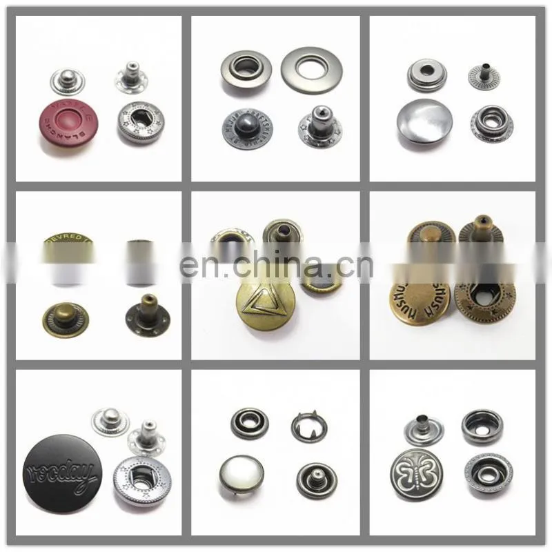 Custom 15mm Round Metal Press Stud Fasteners Buttons