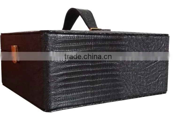 42bottles hard shell black leather essential oil carrying case, locked black leather essential oil hard carry case holds 15ml