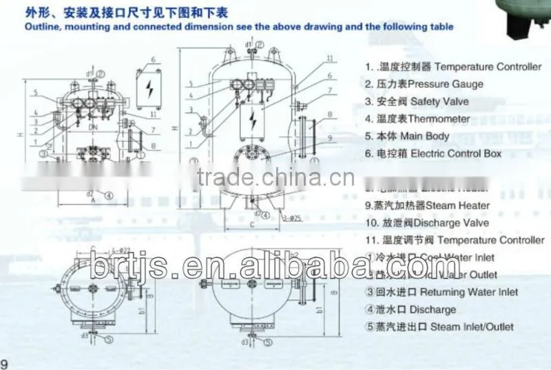 ZDR Series Steam-Electric Marine Heating Hot Water Tank