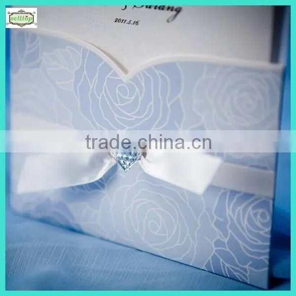 2014 white fancy wedding invitation card material