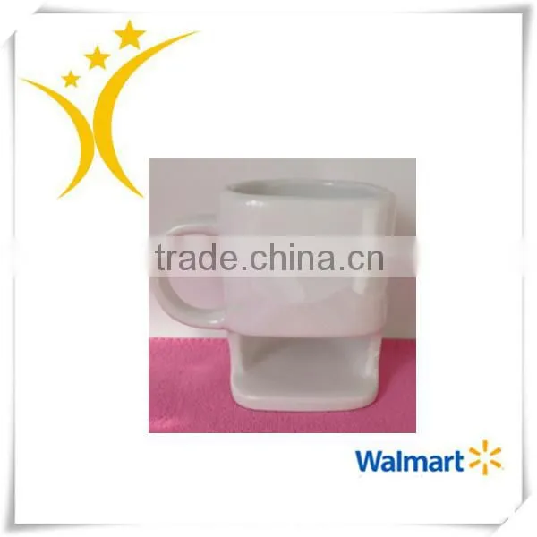 Ceramic cup cookies, ceramic coffee mug with biscuit holder