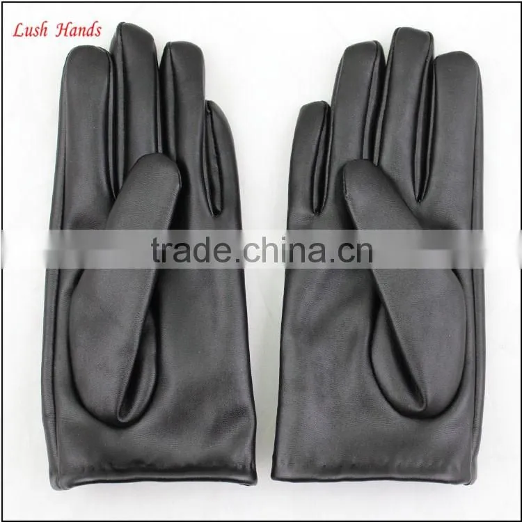 ladies PU leather gloves black with roses