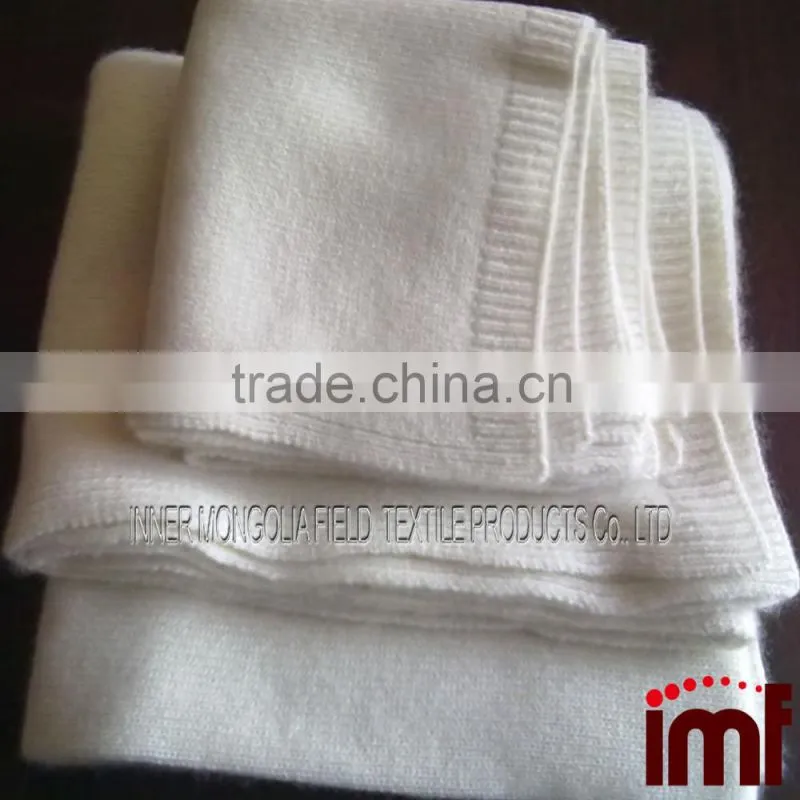 Creamy White Cashmere Crochet baby blanket for Travel ,Hospital