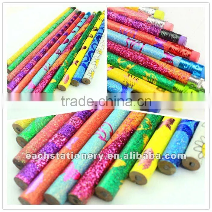 2014 new arrival promotional HB lead rubber glitter pencil