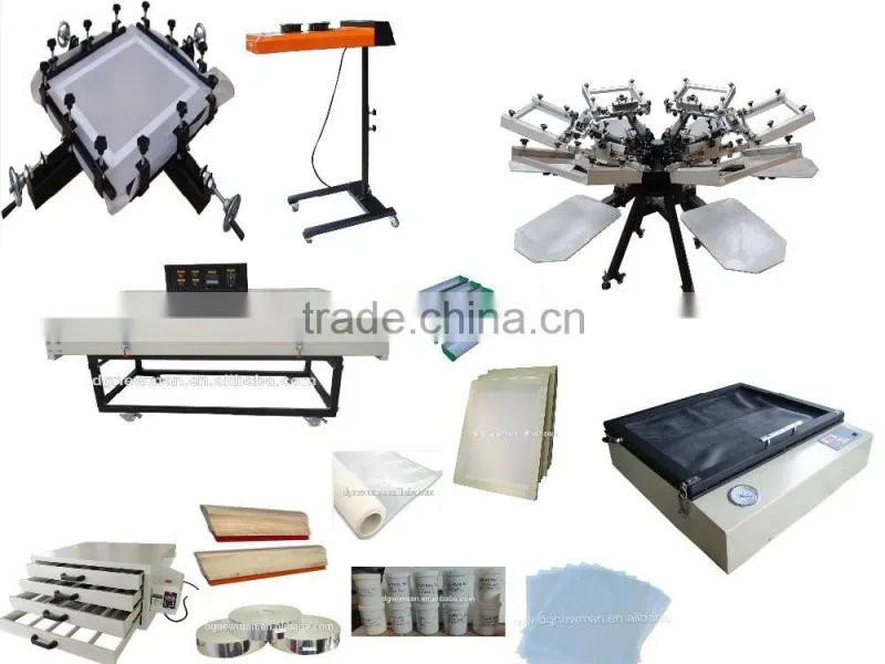 micro registration 6 color 6 station manual t-shirt silk screen printing equipment with conveyor dryer