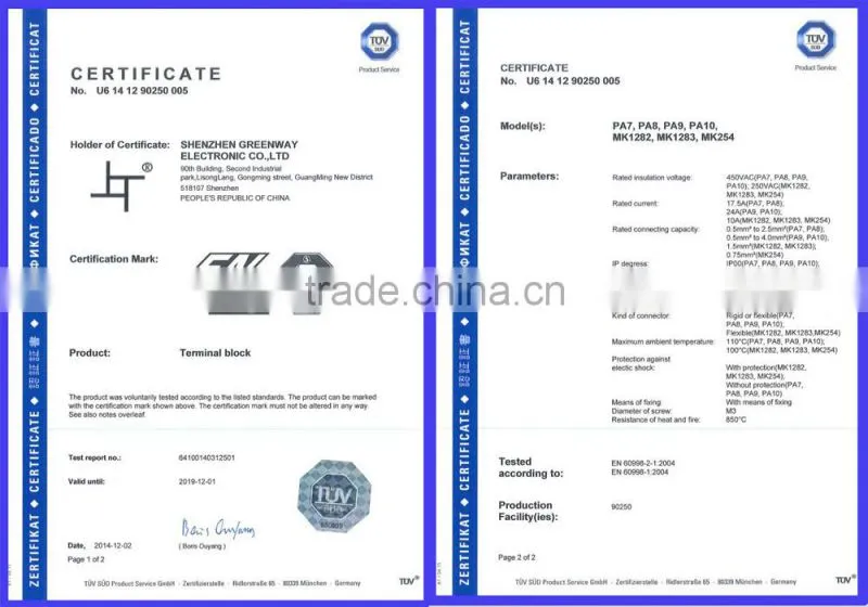 pa8/pa10 electrical terminal strip