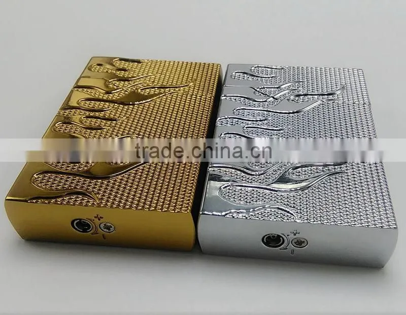 Gun golden plated universal gas lighter refill battery electric lighter