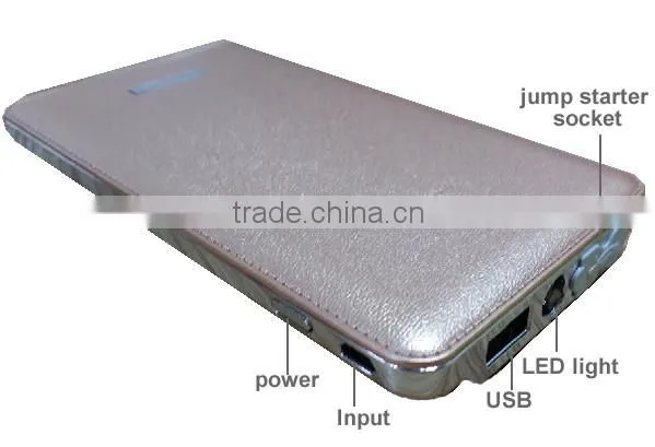 sunpow 6000mah new design car battery charger and luxury gold color mini 12v car jump starter with Air compressor