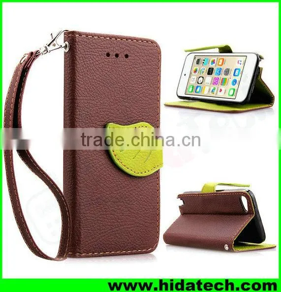 Leaf shape flip pu leather phone case for iphone 6 iphone 6s leather case with card holders wallet case