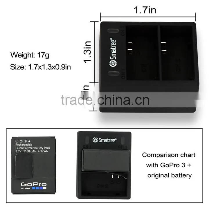 high quality for go pro hd hero 3 double channel charger