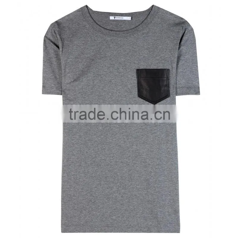 Custom print t shirt with leather sleeve