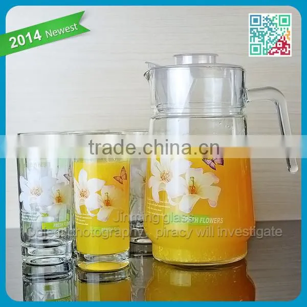 Machine Made 1.6L Glass Juice Pitcher Home Use Large Capacity Glass Juice Pitchers