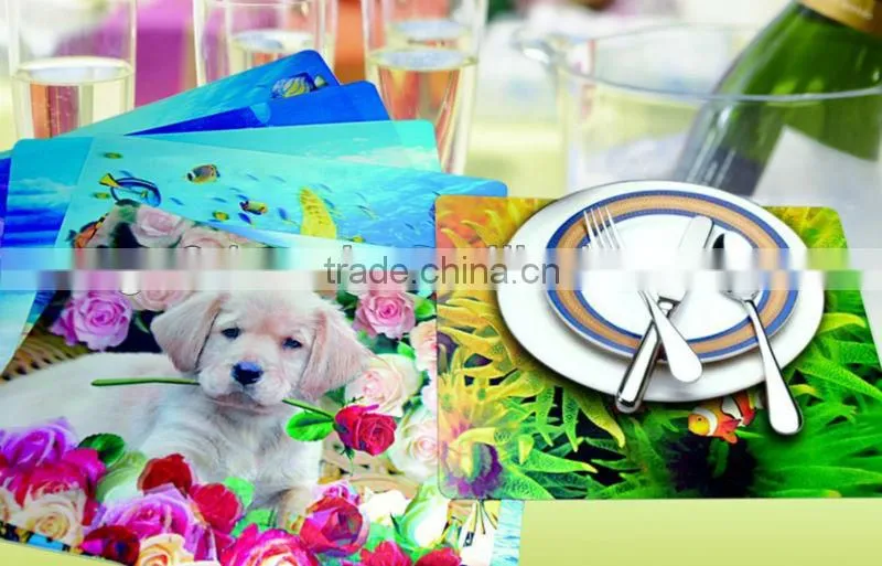 2013 hot customize lenticular 3D table mats of animal