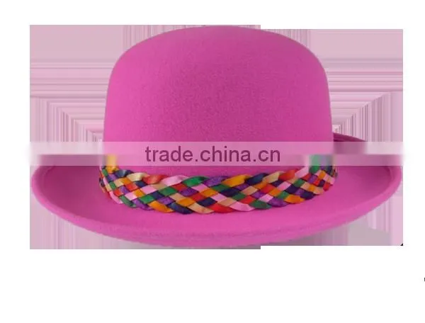 Flat Top Wool Felt Bowler Hat