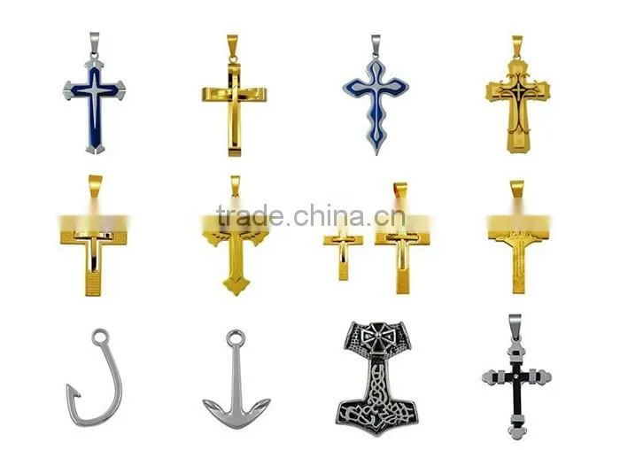 Hot sale gold plated jewelry stainless steel scriptures cross necklace pendant