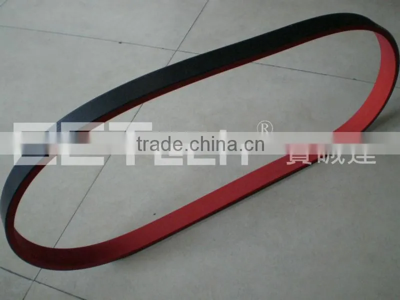 Rubber flat belt coat with vulcanized rubber