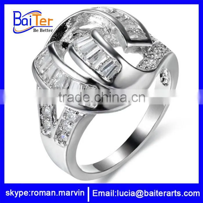 Custom wholesale women's 18K gold plated night club empire cool CZ copper rings for girls