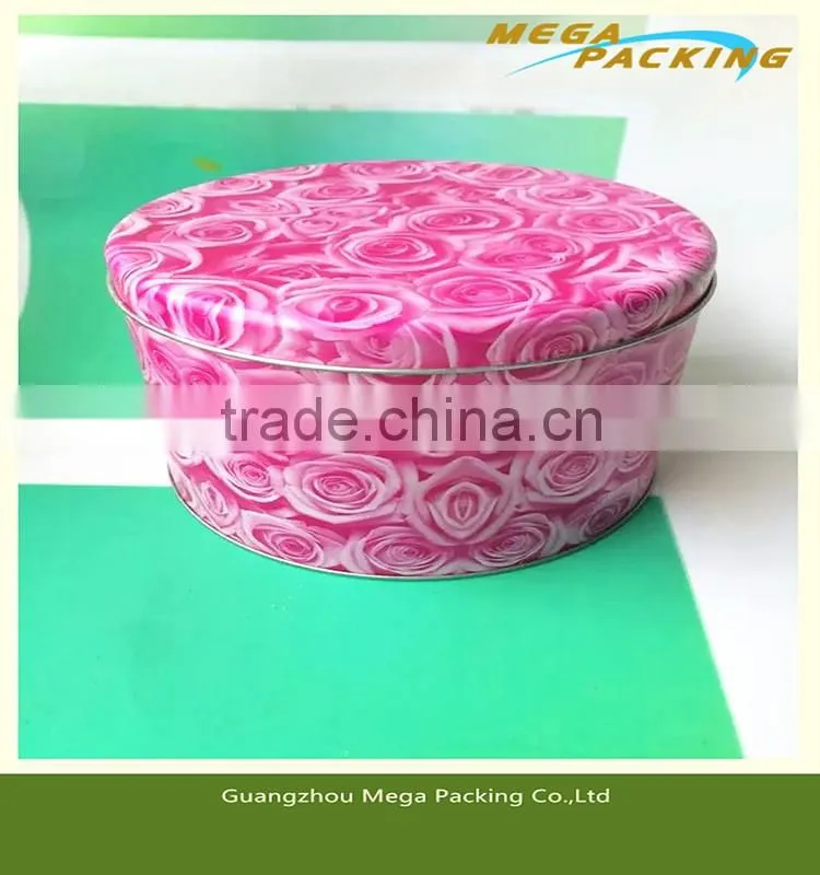 pink color metal tin box for girl's makeup tools, cosmetic tin cans