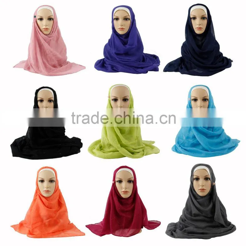 Fashion glittery muslim scarf hijab Muslim scarf