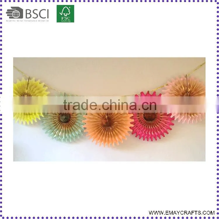 Wedding Favor Foldable Wall Hanging Tissue Paper Fan