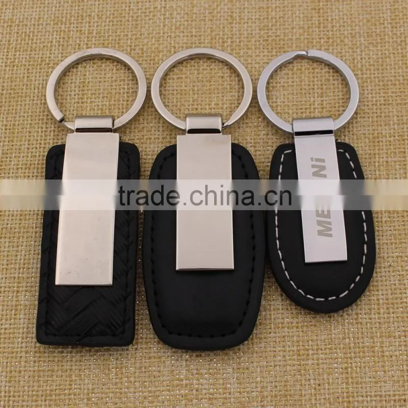 Good quality pu leather keychain/ easy car keychain with business logo custom