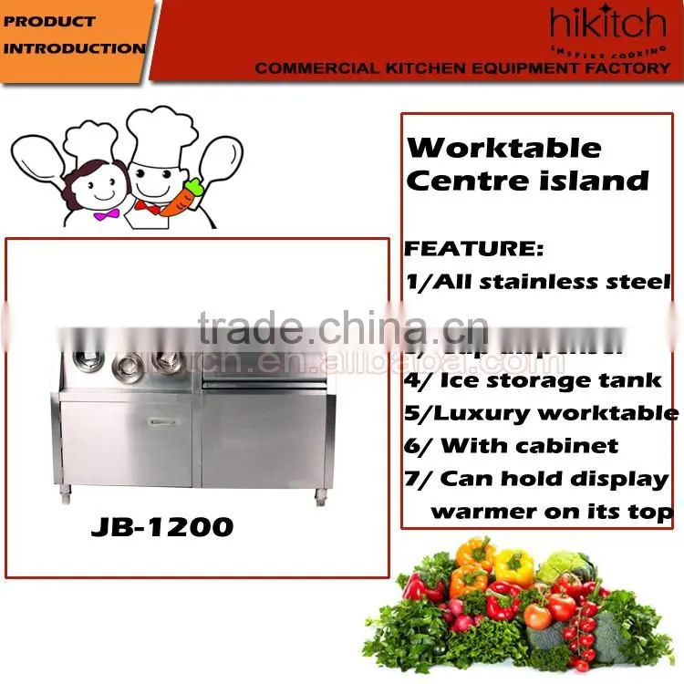 Restaurant kitchen 1.2 meters worktable centre island with 3 cup dispensers