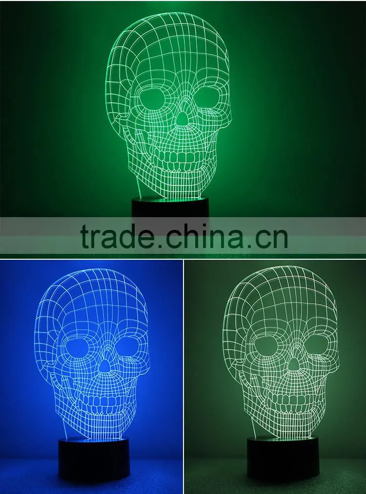 Skull Night Light 3D Visual LED Night Light Creative Lava Table Lamp Novelty Lighting bedroom light