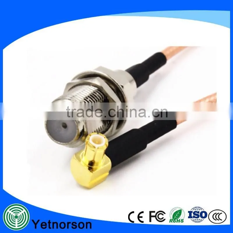 RF coaxial coax cable F female to MCX male right angle RG316 6''