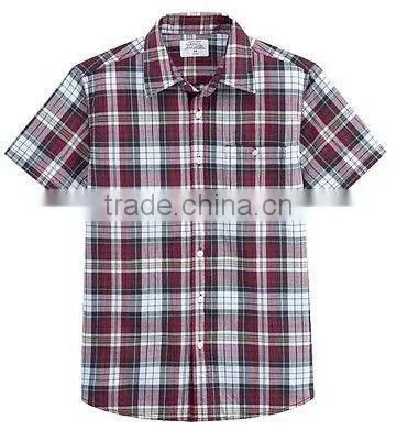 2012 Men's Iron Free Cotton Plaid Short Sleeve Shirts