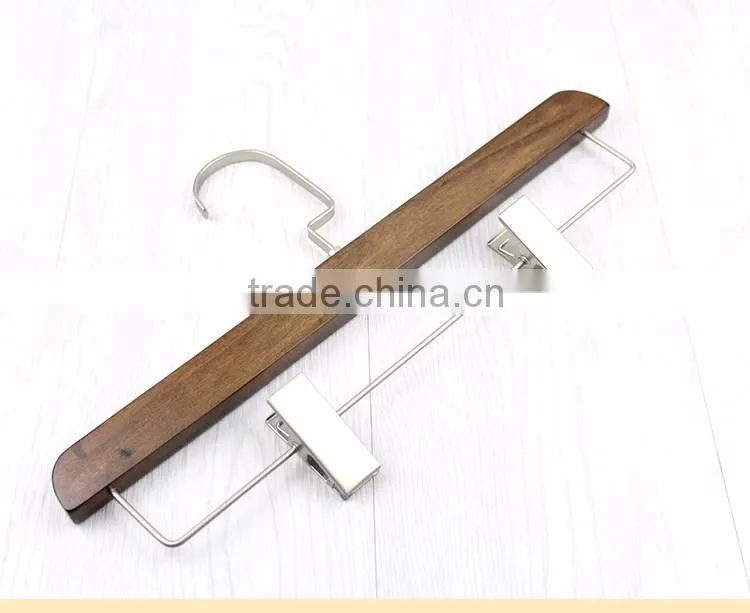 LP156 clothes hanger with velvet pants bar wooden pant hanger for Hot sale