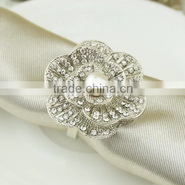 WHOLESALE pearl metal alloy flower shape Napkin Ring/Wrap, Weddings Party Home Decoration, Table Decoration