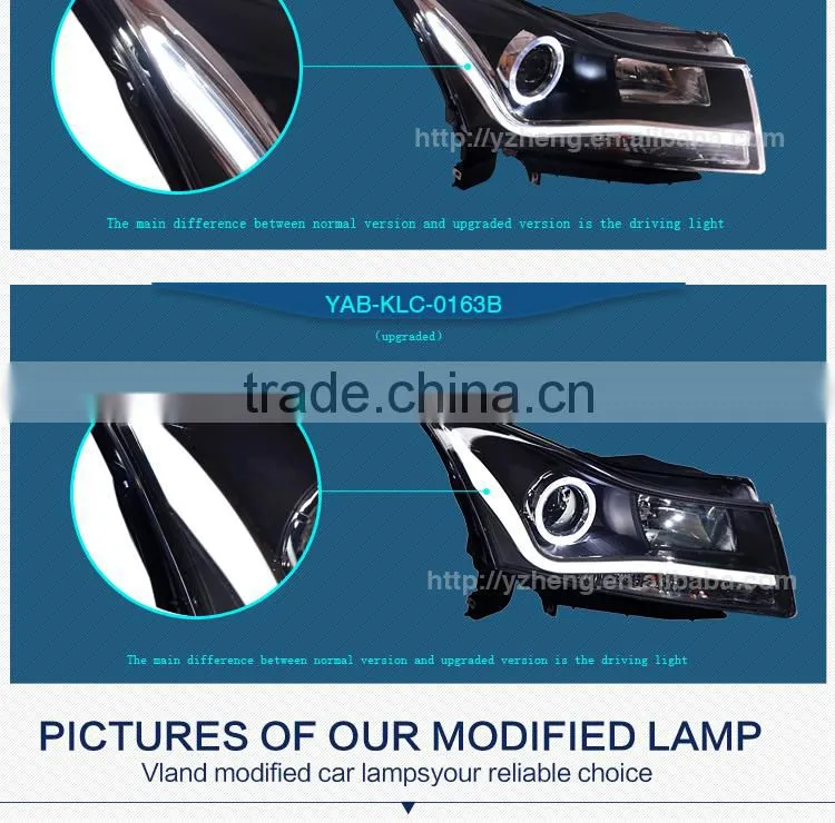 Made in CHina new type brighter light bar headlamp halogen bi xenon projector headlight for Chevrlet cruze led headlight