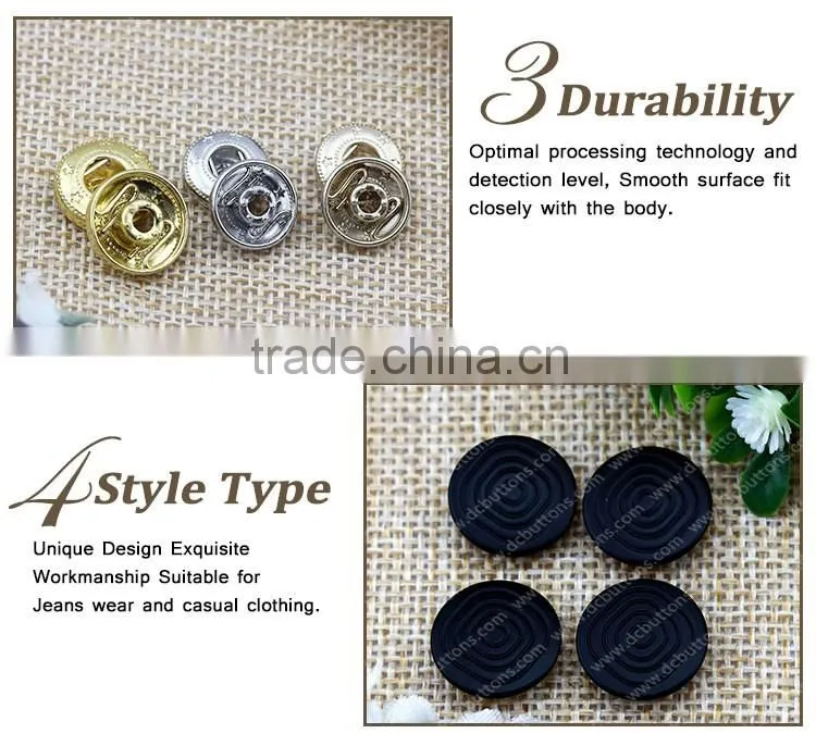 15mm Oeko- Tex pass black custom logo metal snap button for leather