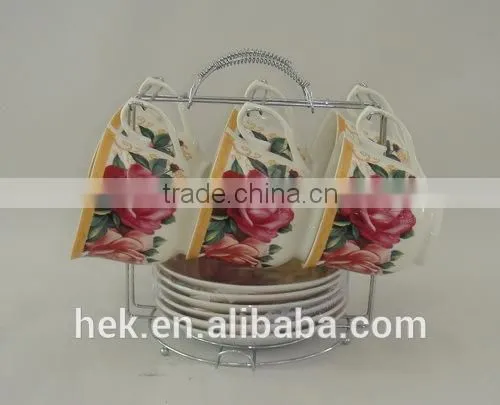 Flower design cup and saucer set