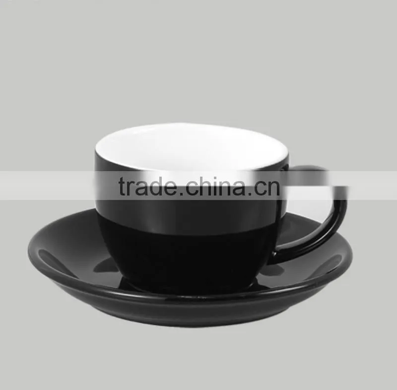 ceramic customizable logo cup and saucer black, cup and saucer, colored cup and saucer